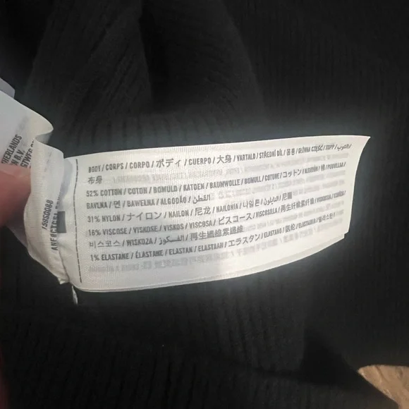 Abercrombie & Fitch Black Ribbed Asymmetrical Strappy Maxi Dress Small Tall - Picture 12 of 12